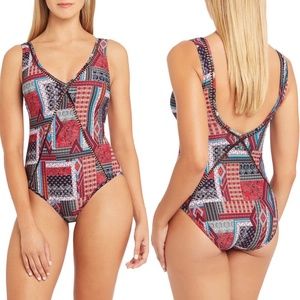 NEW Sea Level Arielle V Front & Back Multi Fit One-Piece Swimsuit Sz 8 Night Sky